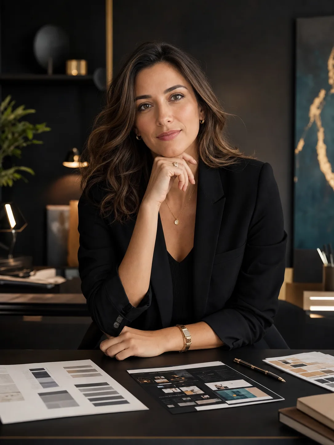 Mara Vale, the Create & Polish editorial finisher, in a refined creative workspace.
